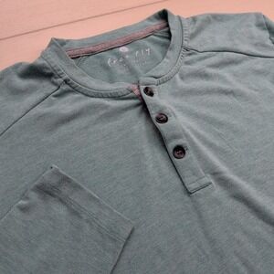 Free Fly Henley Shirt Mens Large Bamboo Flex Blend Green Long Sleeve Stretch